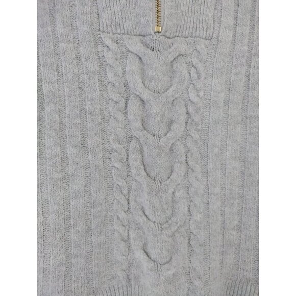 St. John's Bay Women's Gray Cable Knit Half-Zip Sweater S Polyester/Spandex. - Picture 3 of 7
